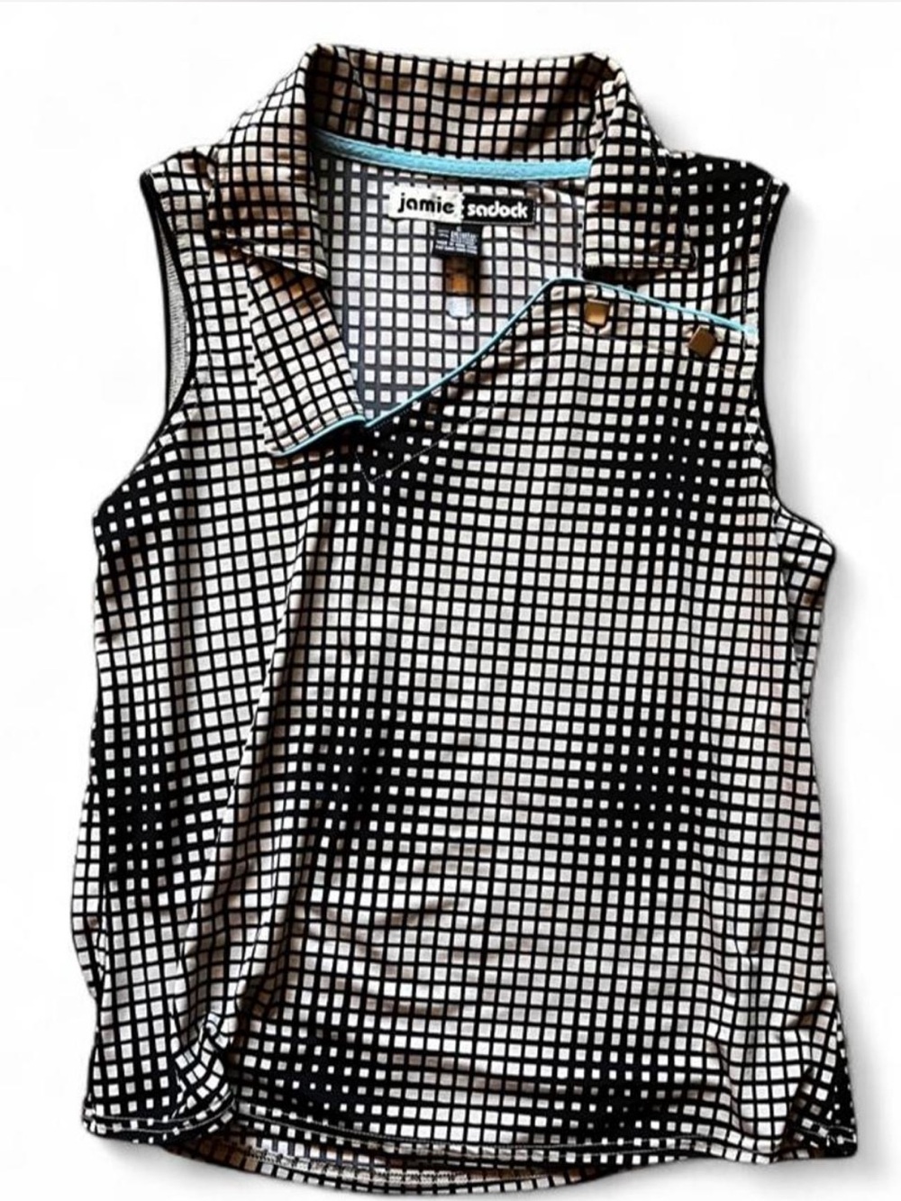 jamie sadock Black & White Grid Sleeveless Polo Tank sz s/m